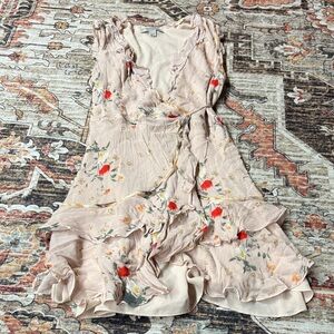 Allsaints Ari Kora Ruffle Trim Wrap Mini Dress sz 8